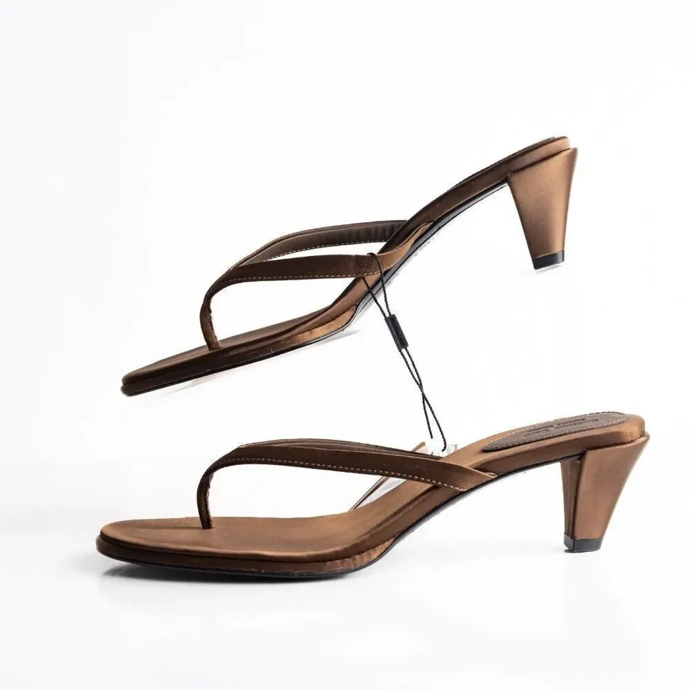 Massimo Dutti Womens Satin Heeled Sandals Copper Bronze US 8 EU 39 NWB LimitedEd - Picture 5 of 9